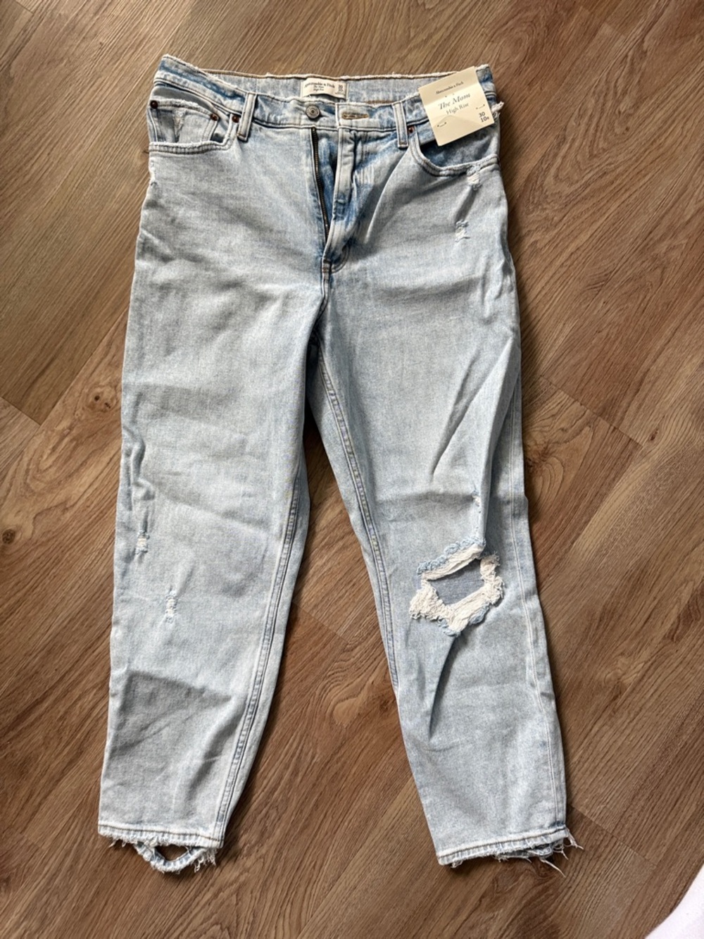 Abercrombie & Fitch Light Blue Distressed Boyfriend Jeans